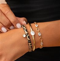 Bracelet Rue des Mille Femme in Cuir Cubic Zirconia BR-039 M3 AU - BR-039 M3 AU